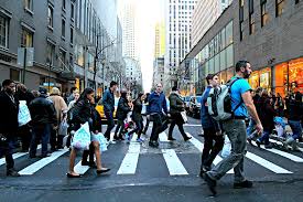 pedestrians using crosswalk